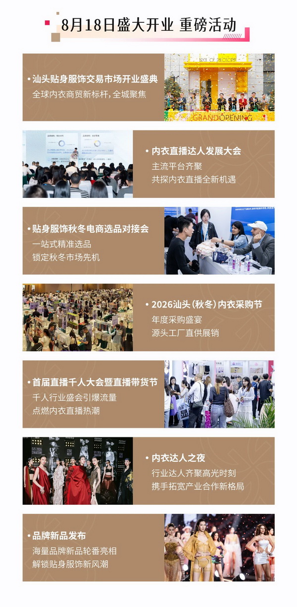 全球采購商匯聚！8月18日汕頭貼身服飾交易市場盛大開業